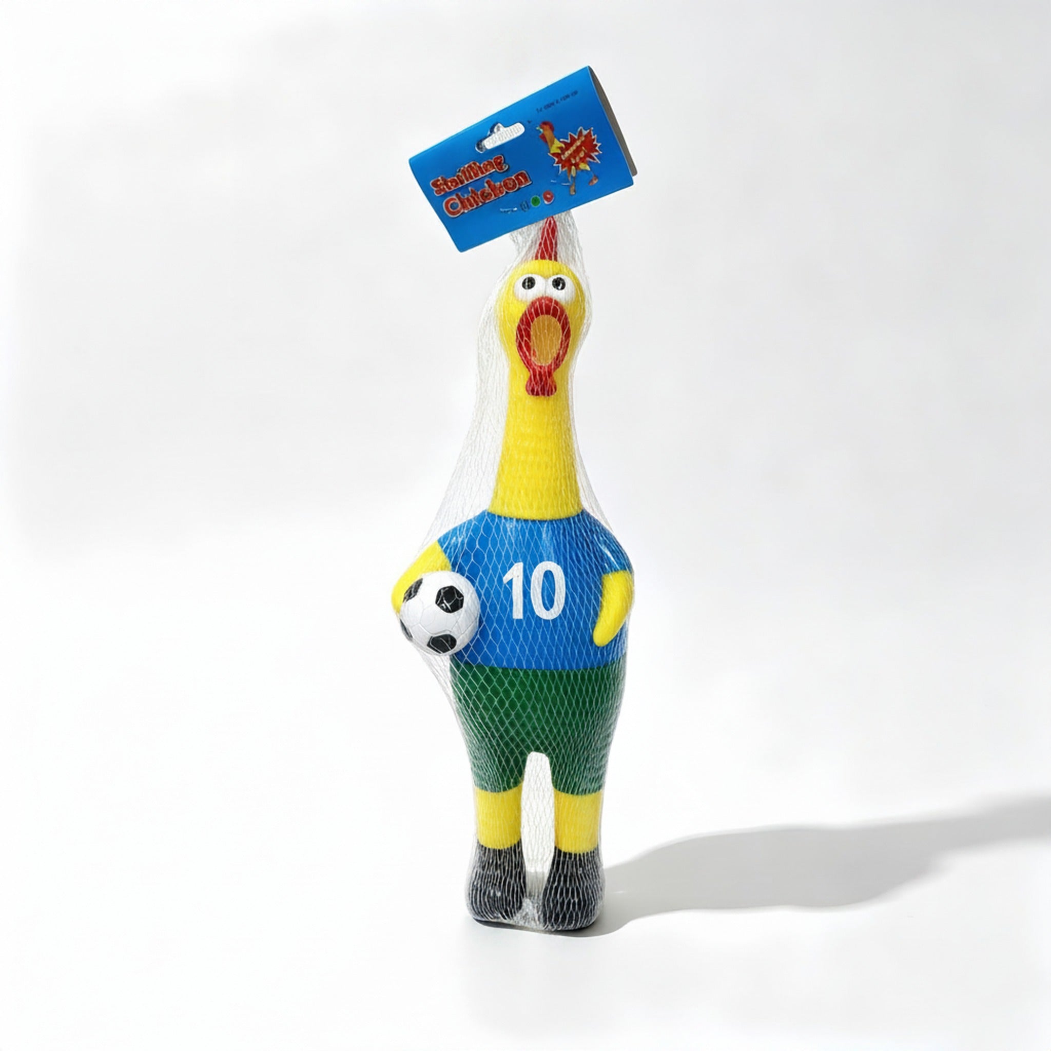 World Cup Soccer Fan Screaming Chicken Squeeze Toy - Blue