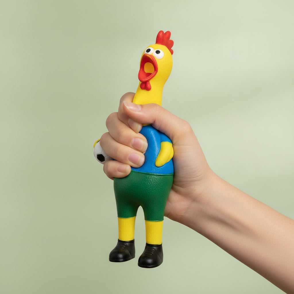World Cup Soccer Fan Screaming Chicken Squeeze Toy - Blue