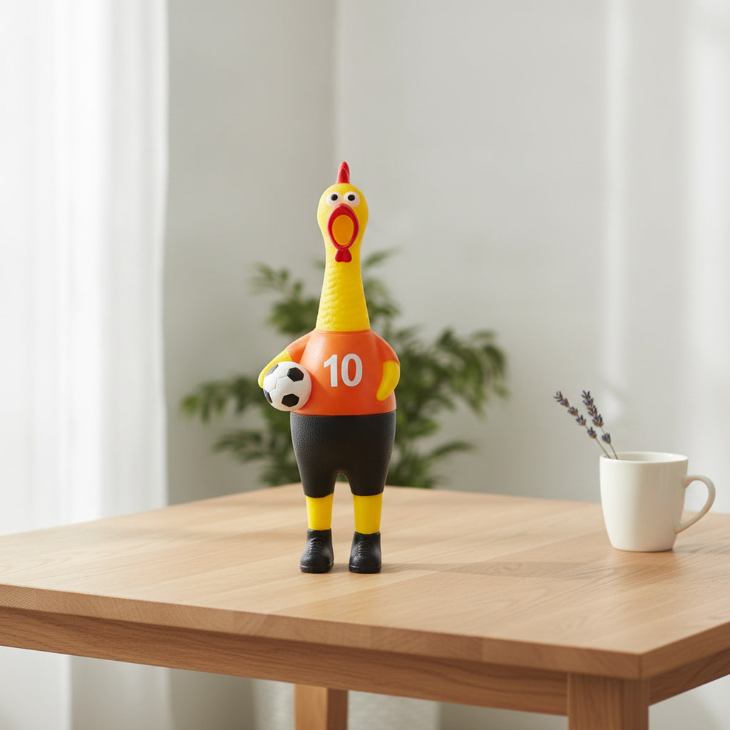 World Cup Soccer Fan Screaming Chicken Squeeze Toy - Orange