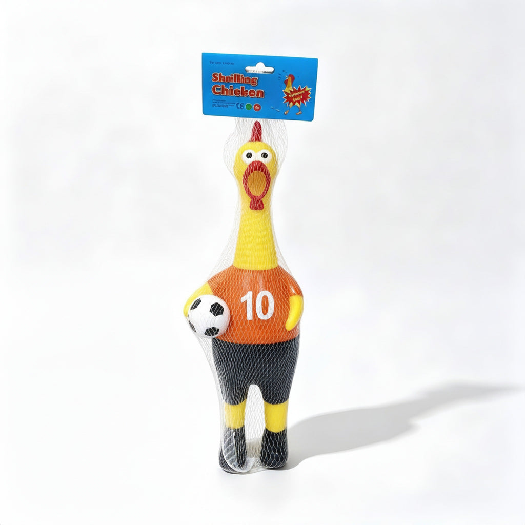 World Cup Soccer Fan Screaming Chicken Squeeze Toy - Orange