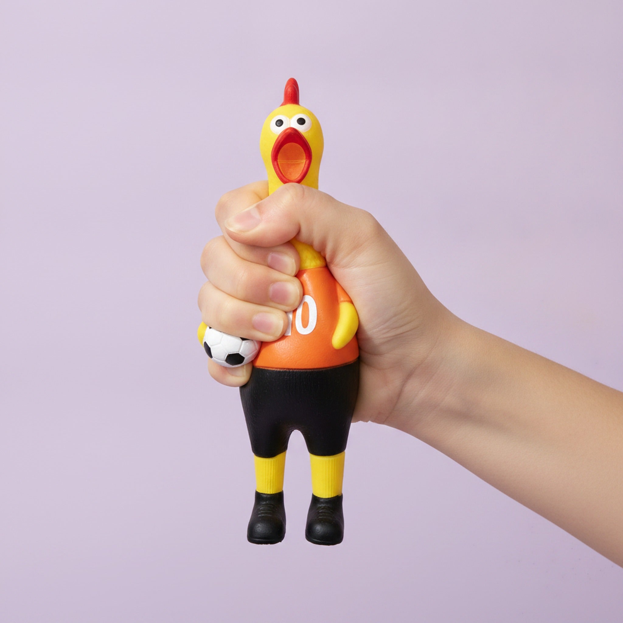 World Cup Soccer Fan Screaming Chicken Squeeze Toy - Orange