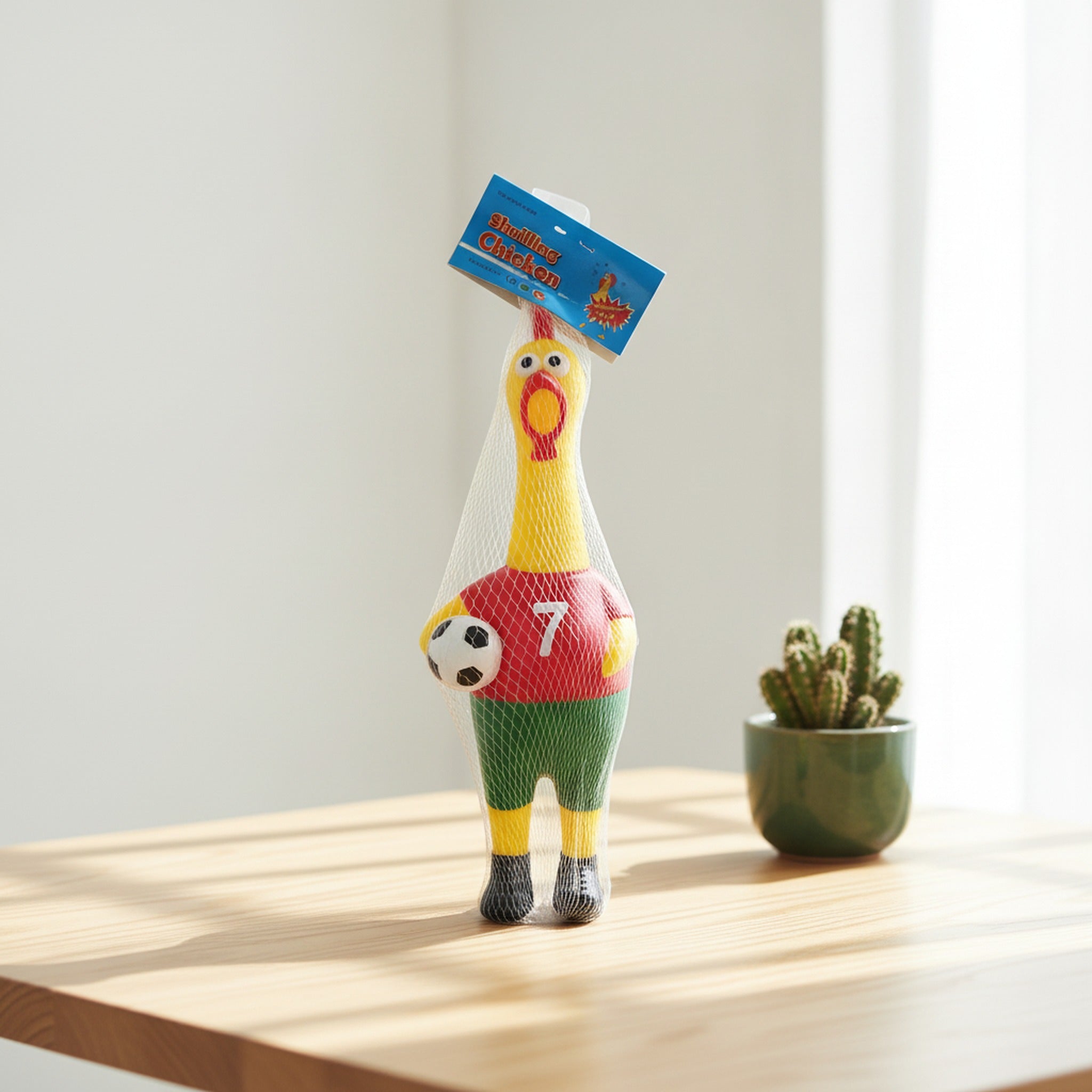 World Cup Soccer Fan Screaming Chicken Squeeze Toy - Red