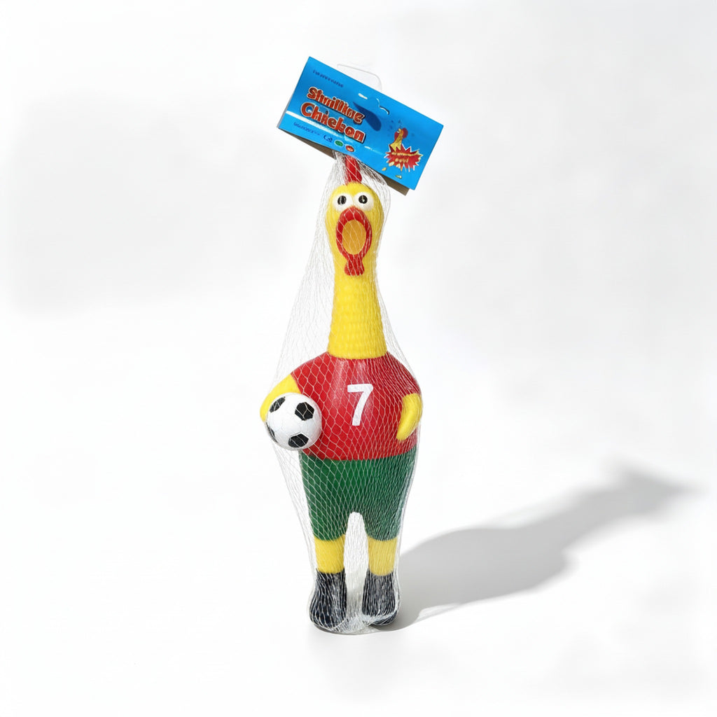 World Cup Soccer Fan Screaming Chicken Squeeze Toy - Red