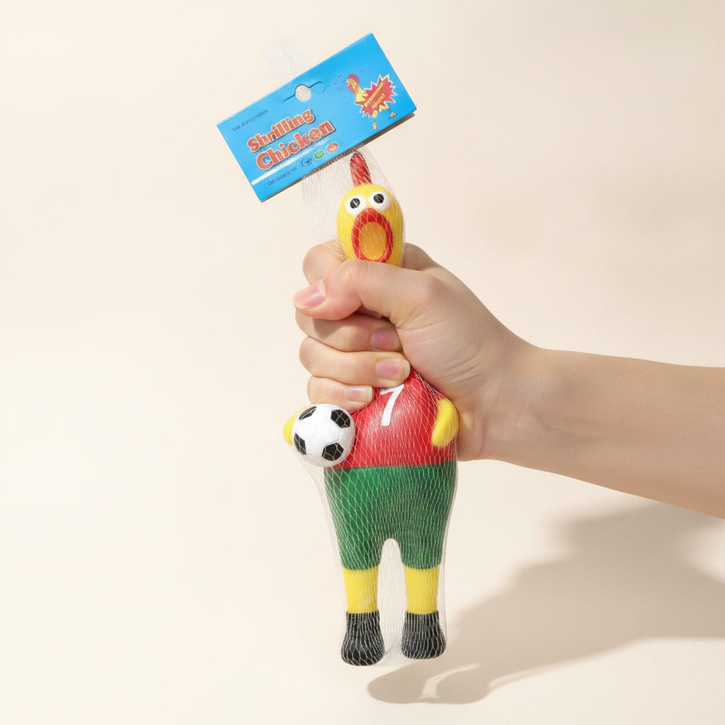 World Cup Soccer Fan Screaming Chicken Squeeze Toy - Red