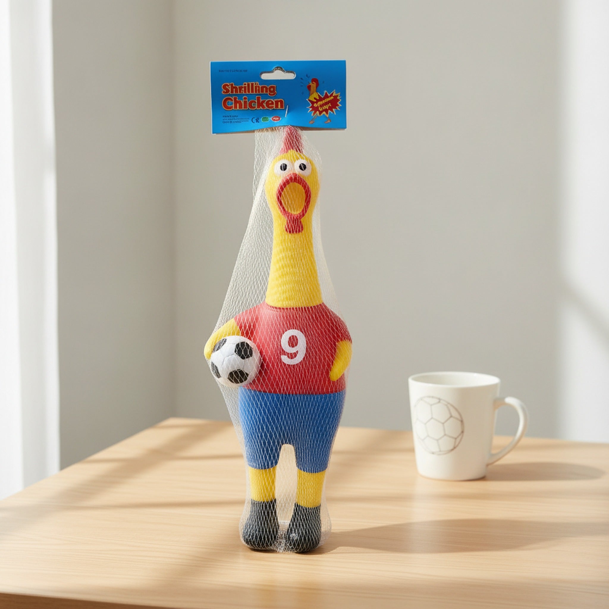 World Cup Soccer Fan Screaming Chicken Squeeze Toy - Red 1