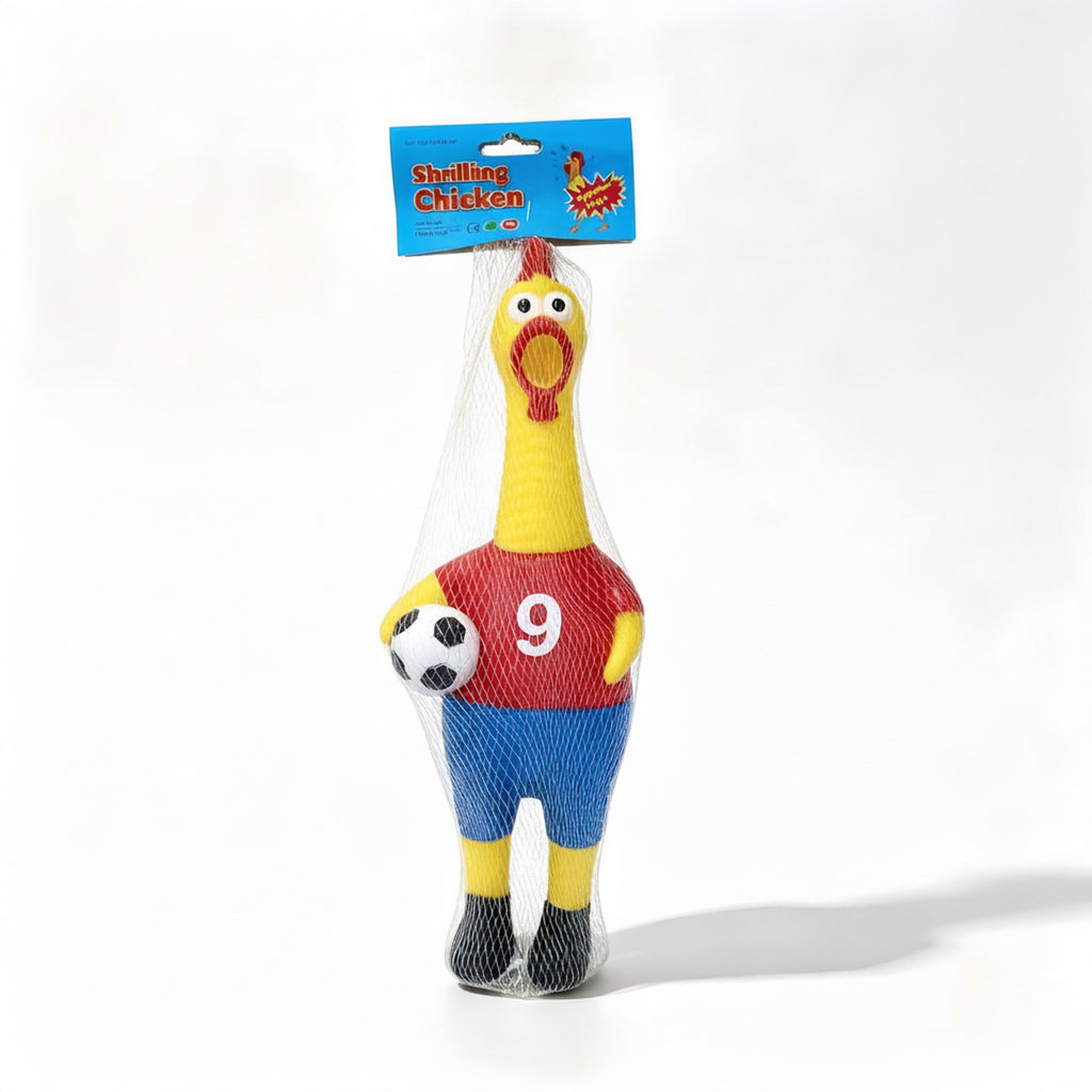 World Cup Soccer Fan Screaming Chicken Squeeze Toy - Red 1