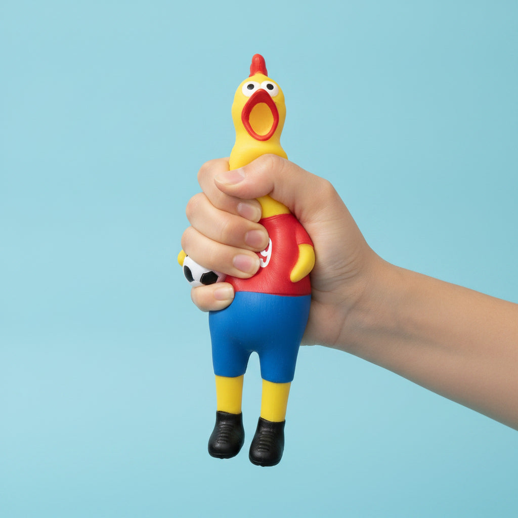 World Cup Soccer Fan Screaming Chicken Squeeze Toy - Red 1