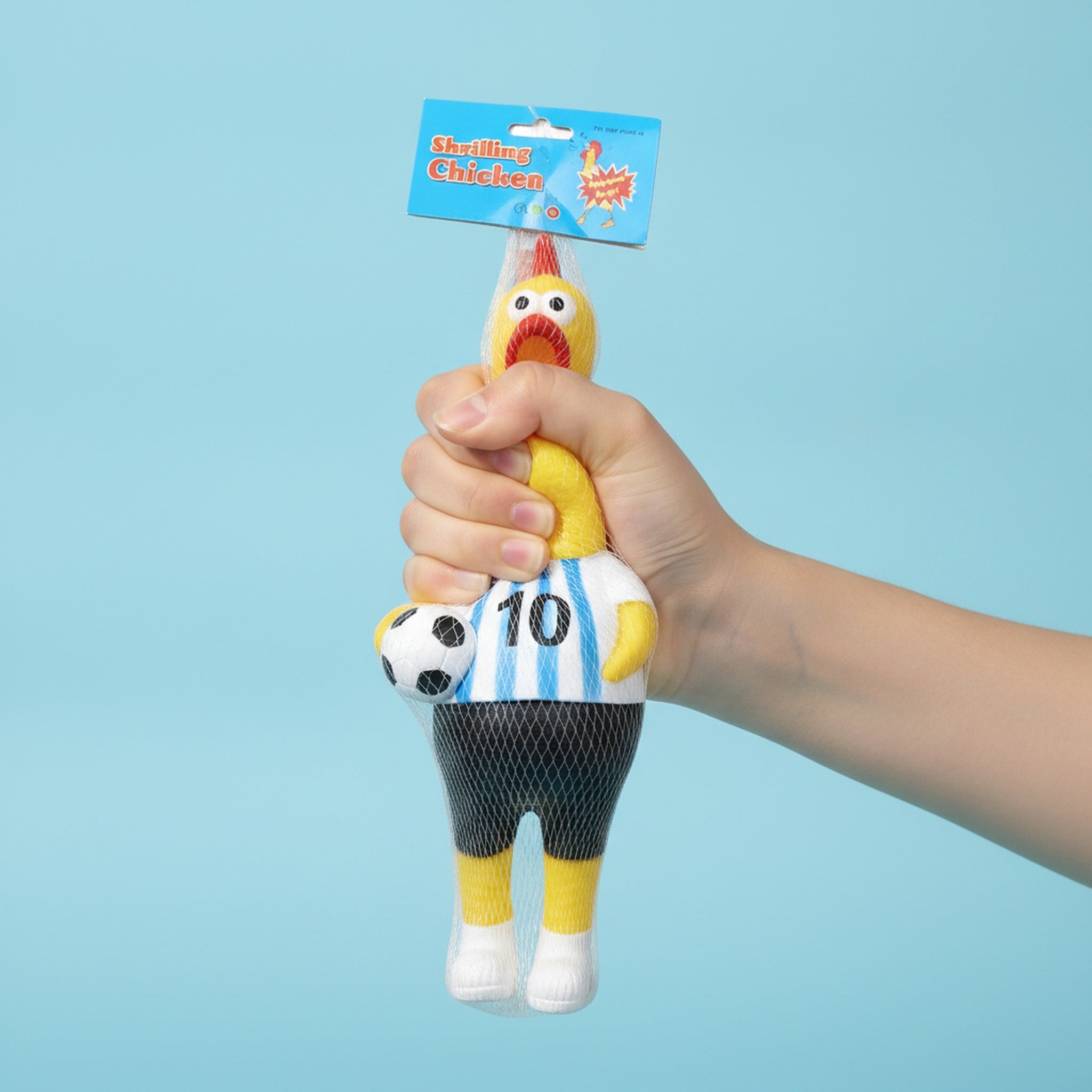 World Cup Soccer Fan Screaming Chicken Squeeze Toy - Stripe