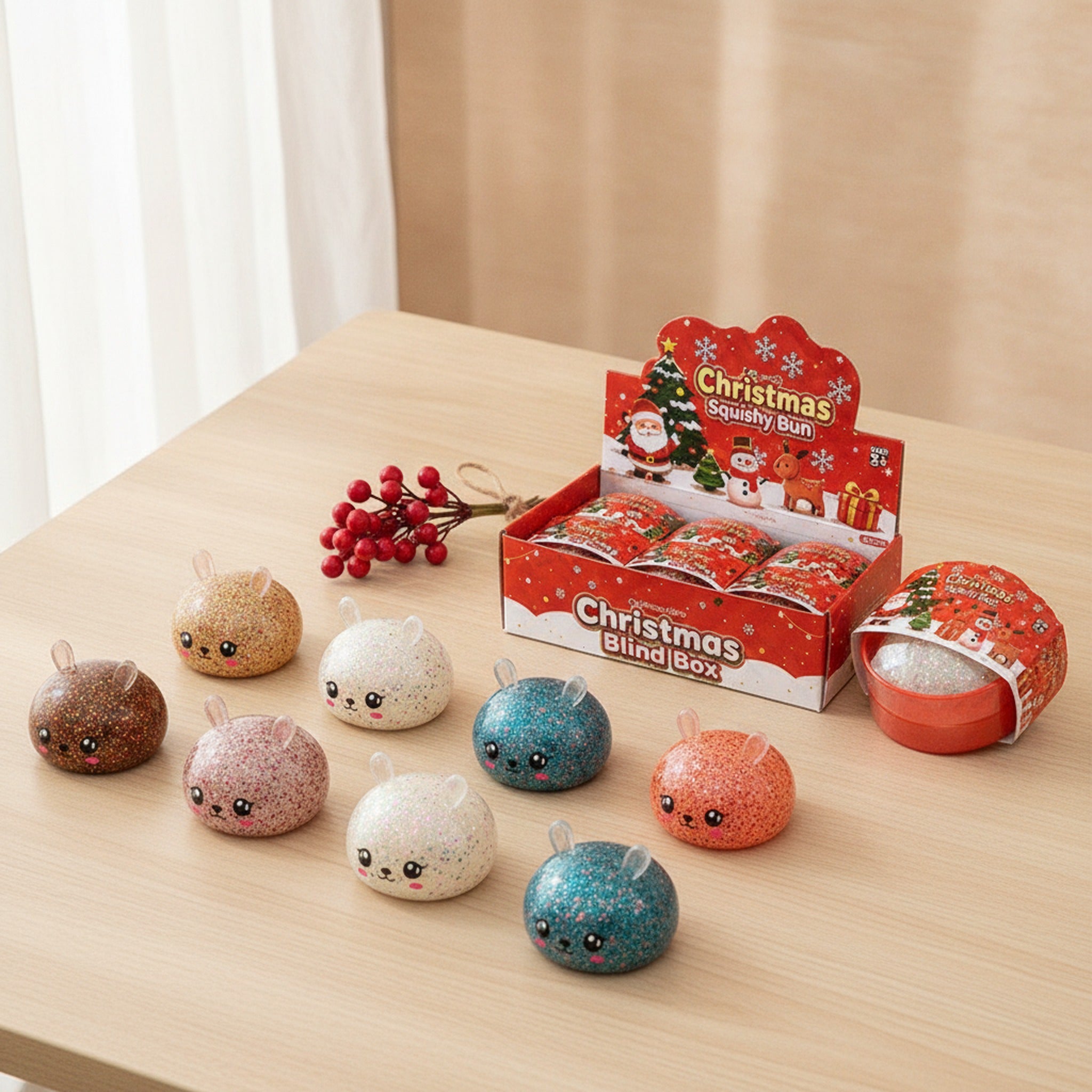 Christmas Bunny Reindeer Bun Squeeze Toy - Type 2
