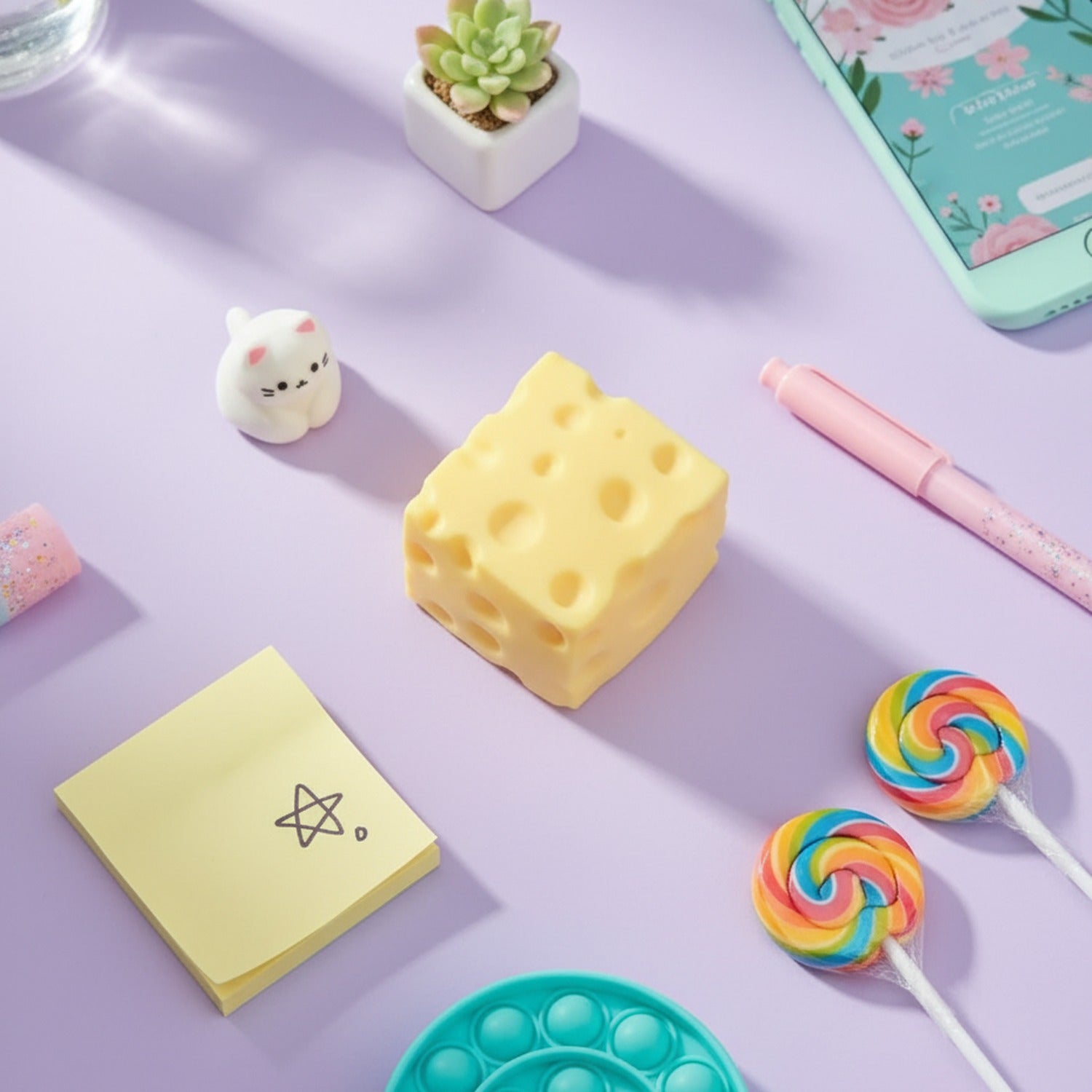 Yellow Cheese Block Squishy Toy