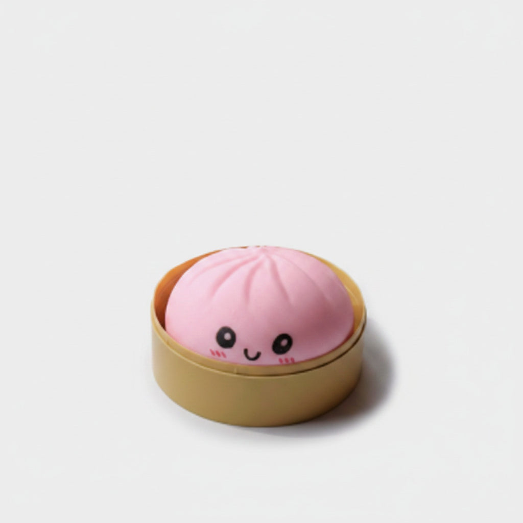 Pink Dumpling Squishy with Cute Face