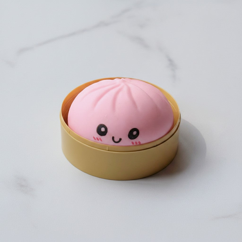Pink Dumpling Squishy with Cute Face