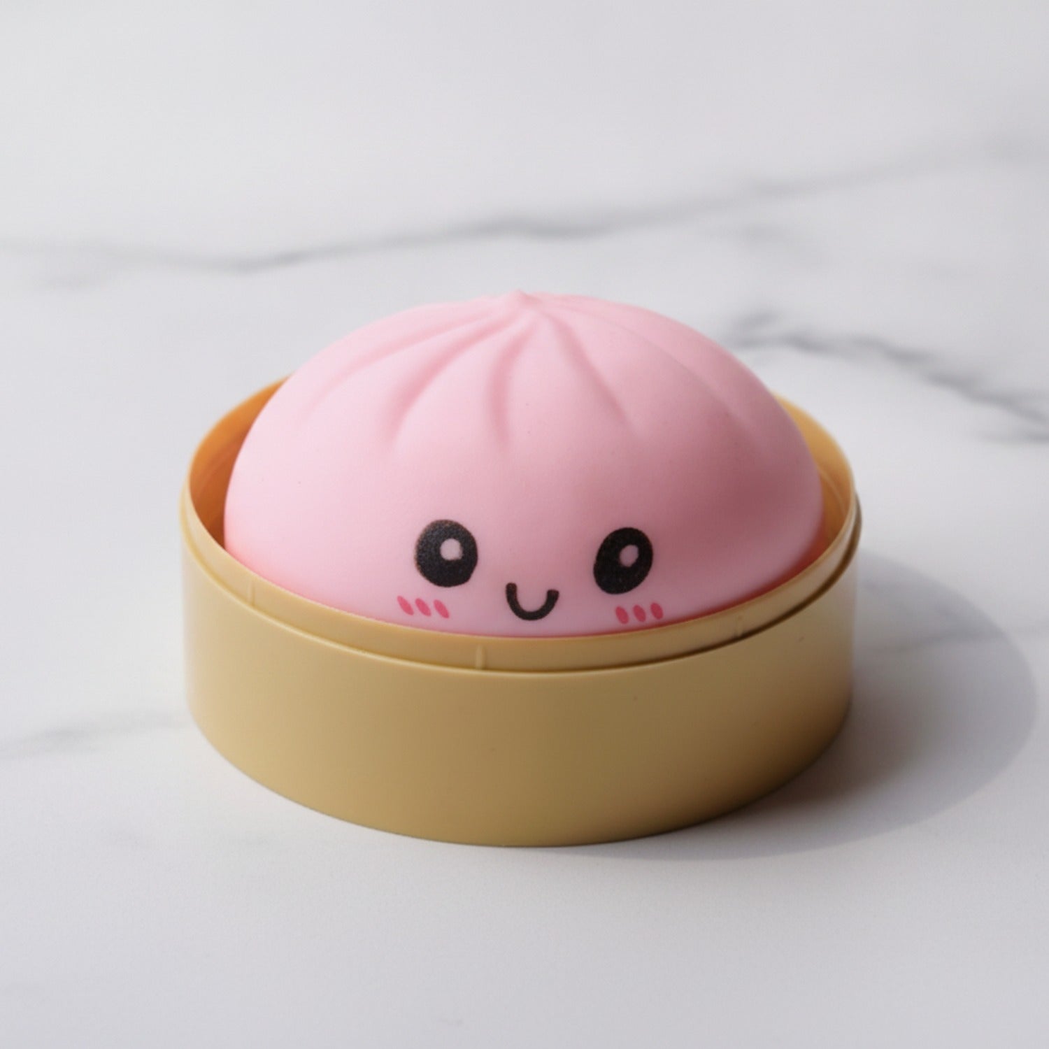 Pink Dumpling Squishy with Cute Face