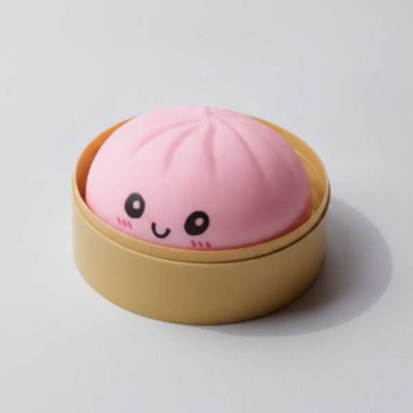 Pink Dumpling Squishy with Cute Face