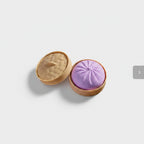 Purple Pleated Bun Squishy with Woven Basket Case