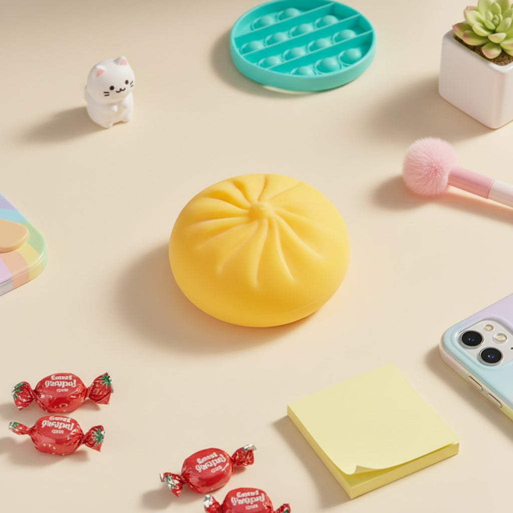 Cream Dumpling Squishy Set With Pleated Design