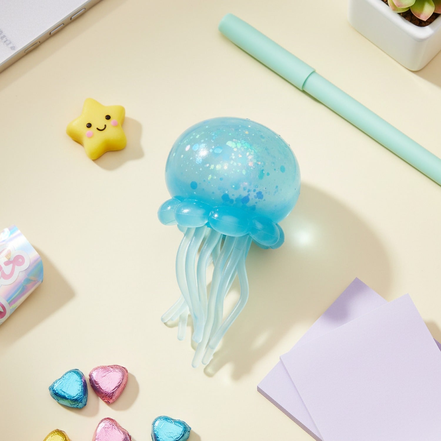 Glitter Jellyfish Squishy Plush Toy