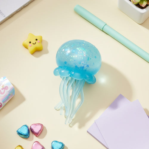 Blue Glitter Jellyfish Hard Plastic Toy