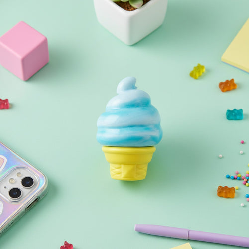 Blue Swirl Soft Serve Ice Cream Cone Figurine