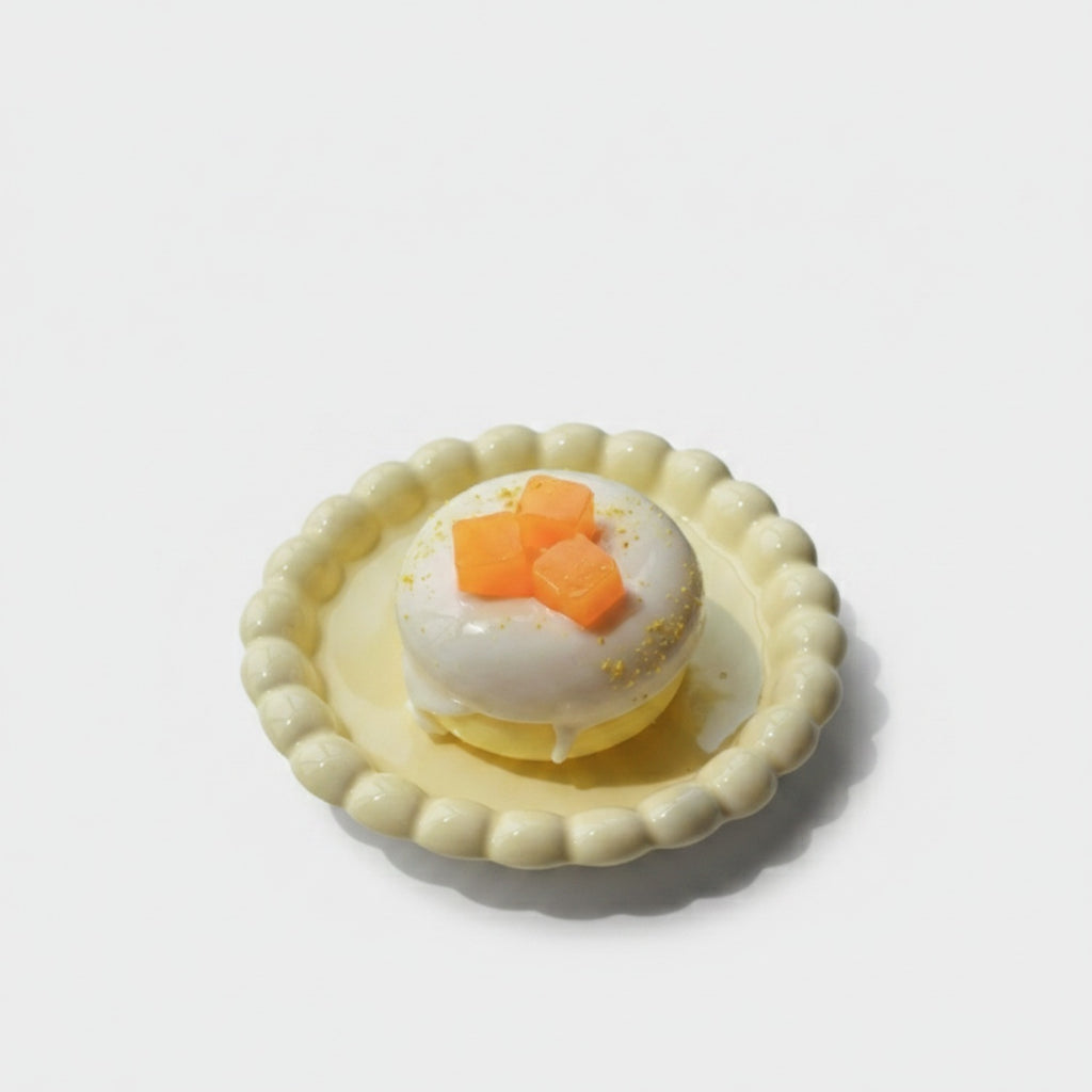 Cream Beaded Dumpling Squishy With Orange Veggies
