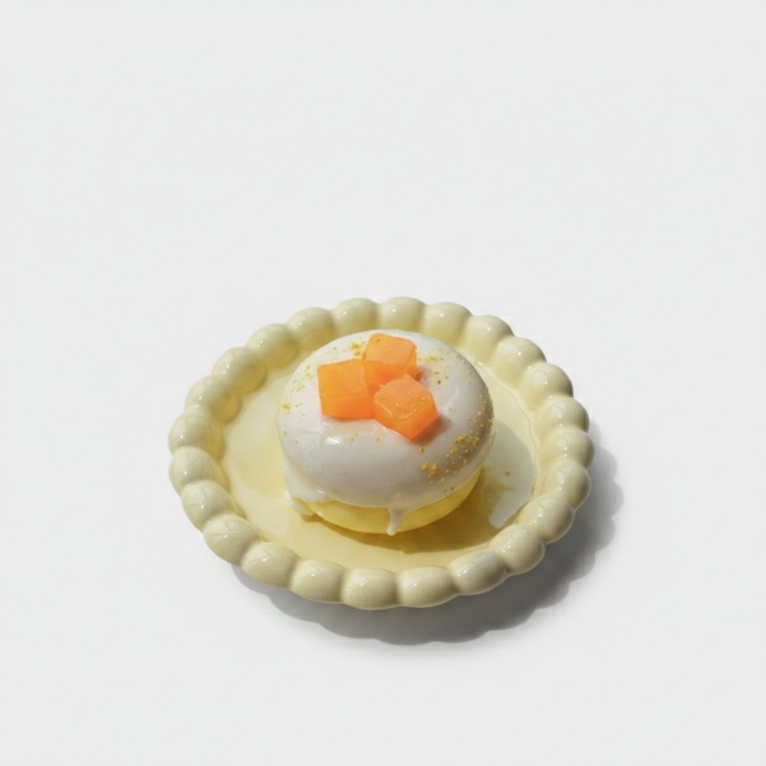Cream Beaded Dumpling Squishy With Orange Veggies