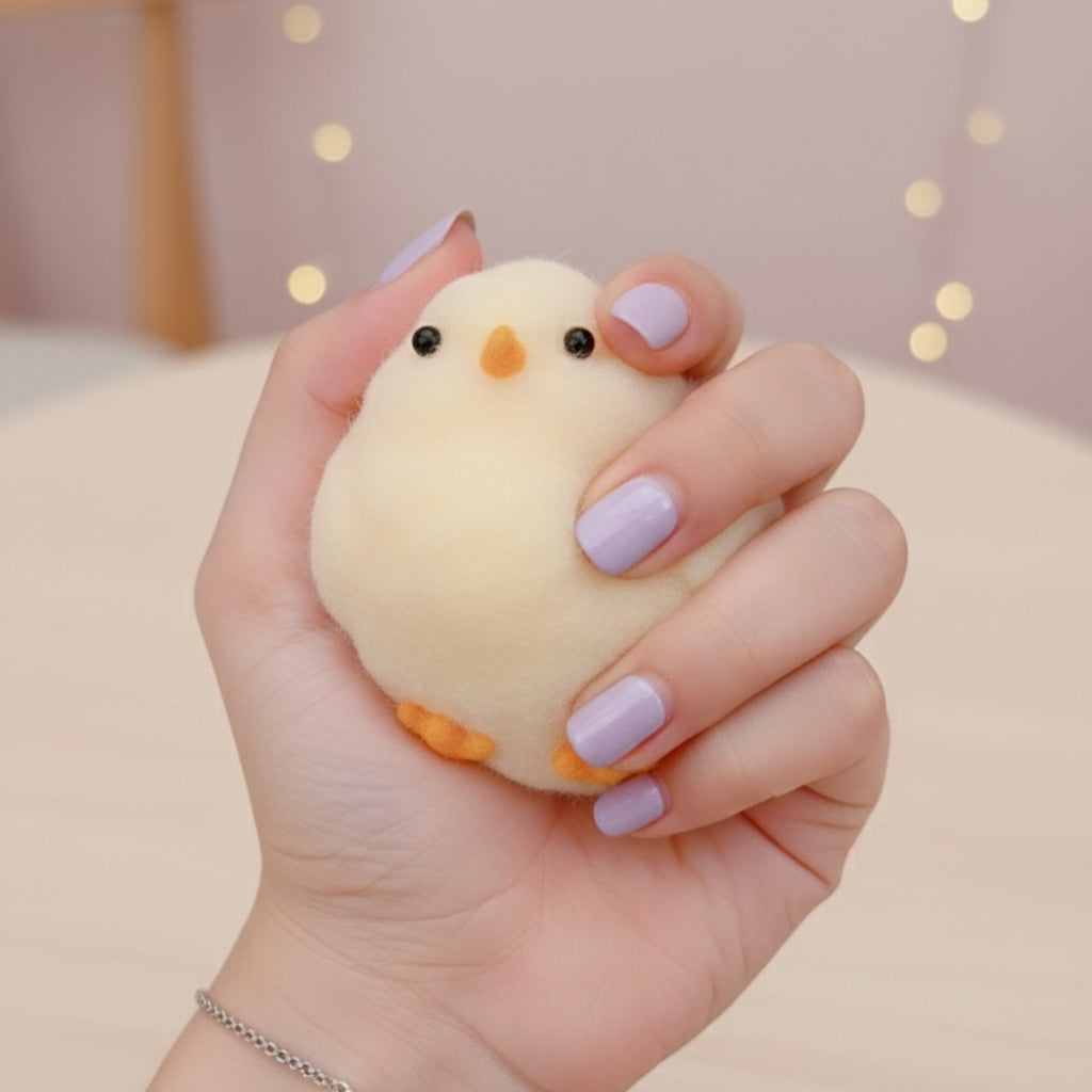 Cream Chick Squishy Trio With Wood Base