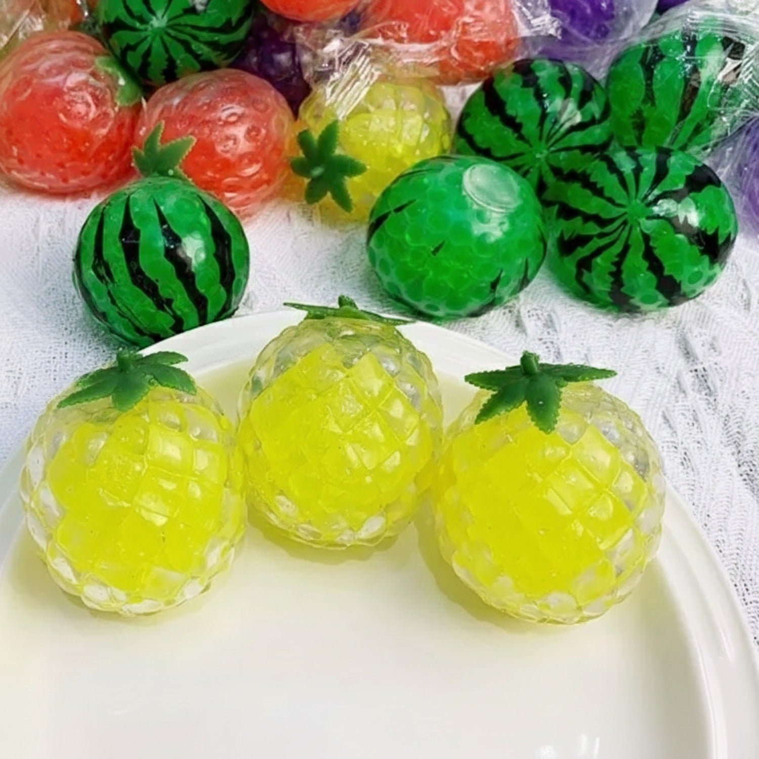 Squishy Fruit Balls With Leaf Charms