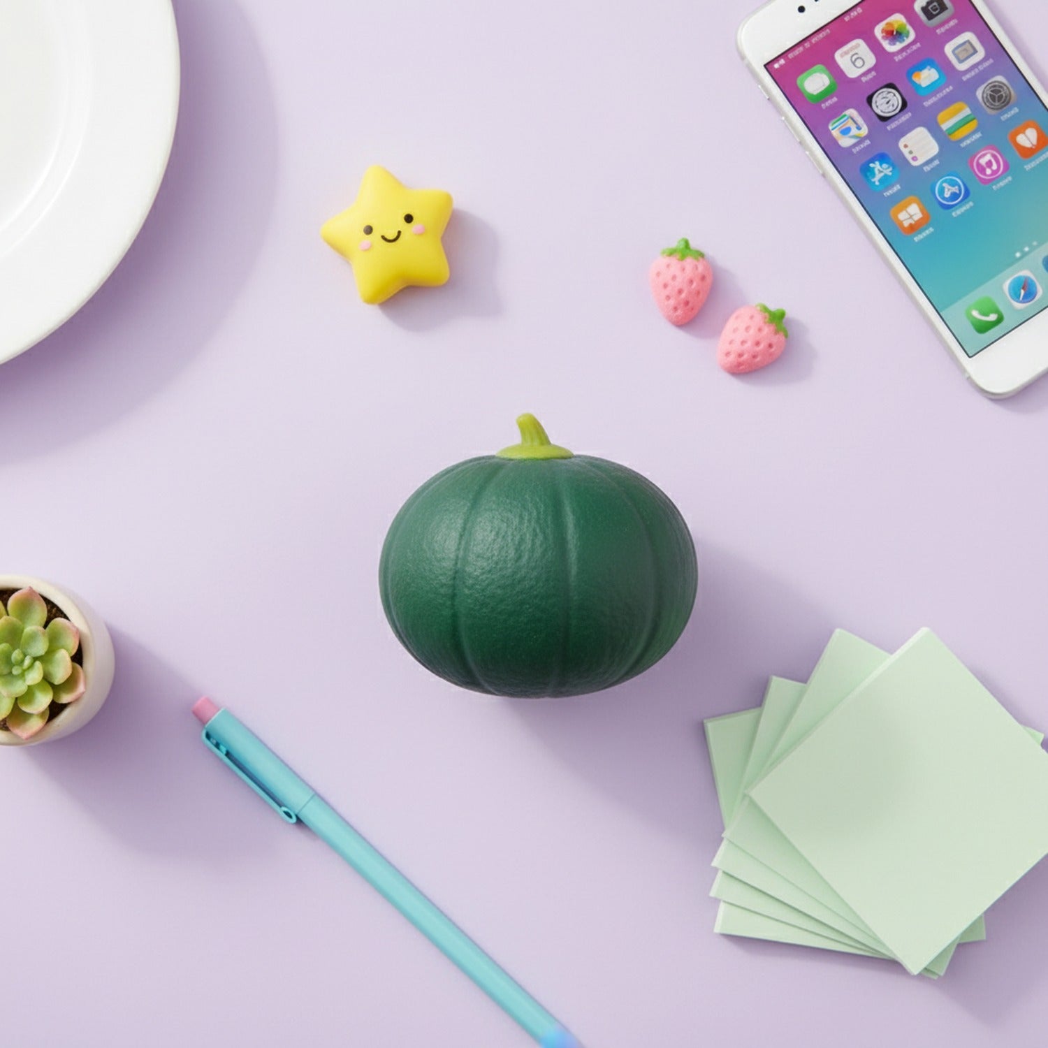 Green Melon Squishy With Stem