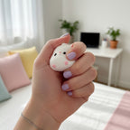 White Fuzzy Ghost Squishy With Pink Cheeks