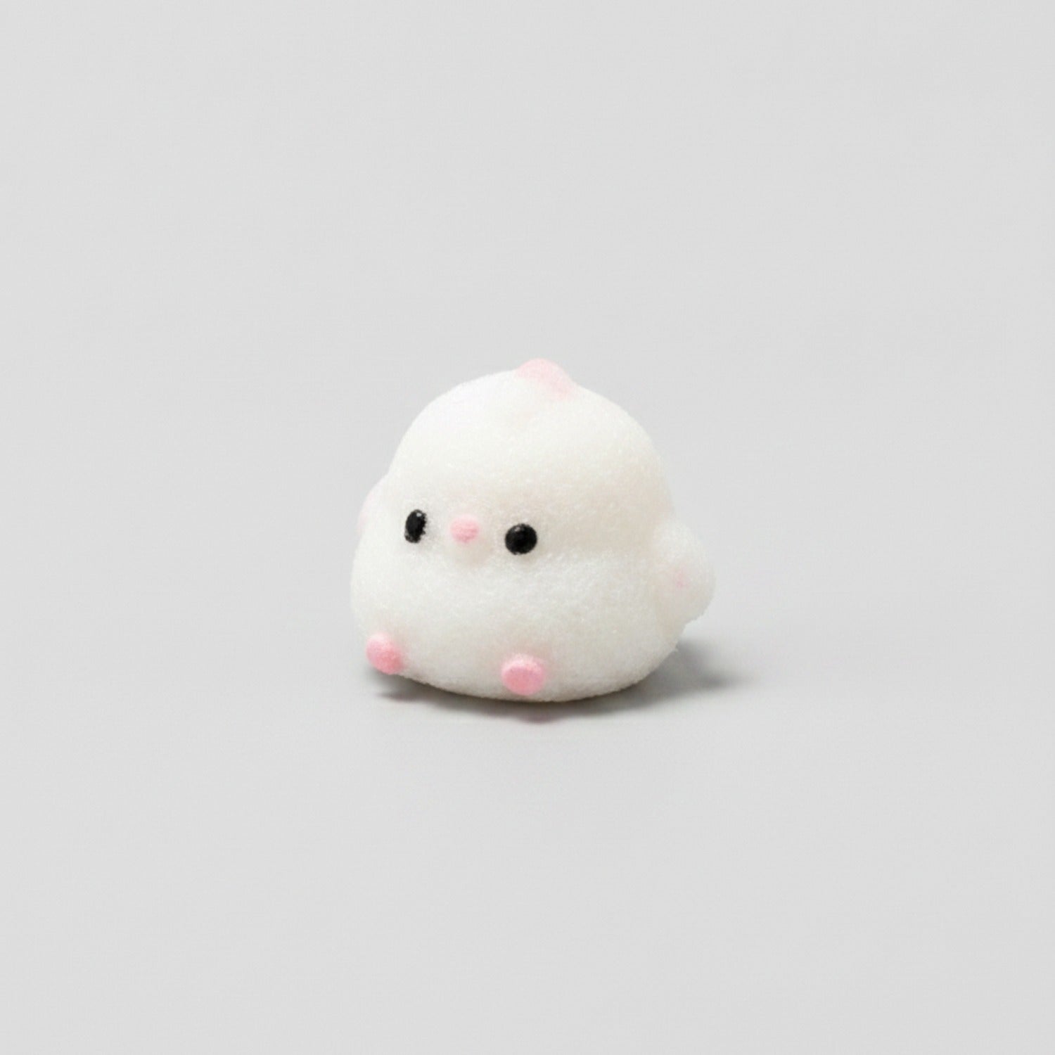 White Fuzzy Ghost Squishy With Pink Cheeks