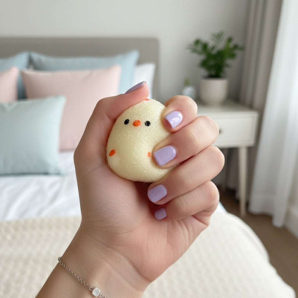 Cream Chick Squishy with Orange Details
