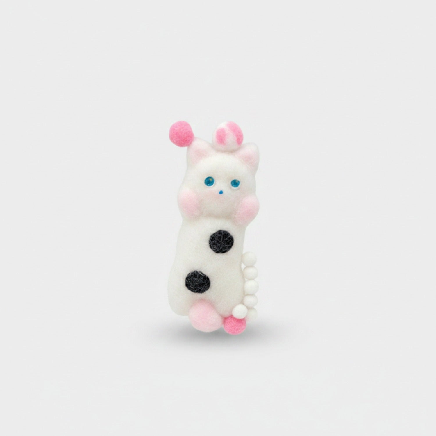 White Cat Squishy With Pink Beaded Details