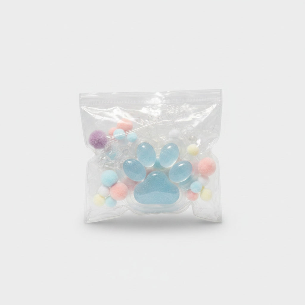 Blue Paw Squishy With Pastel Beads