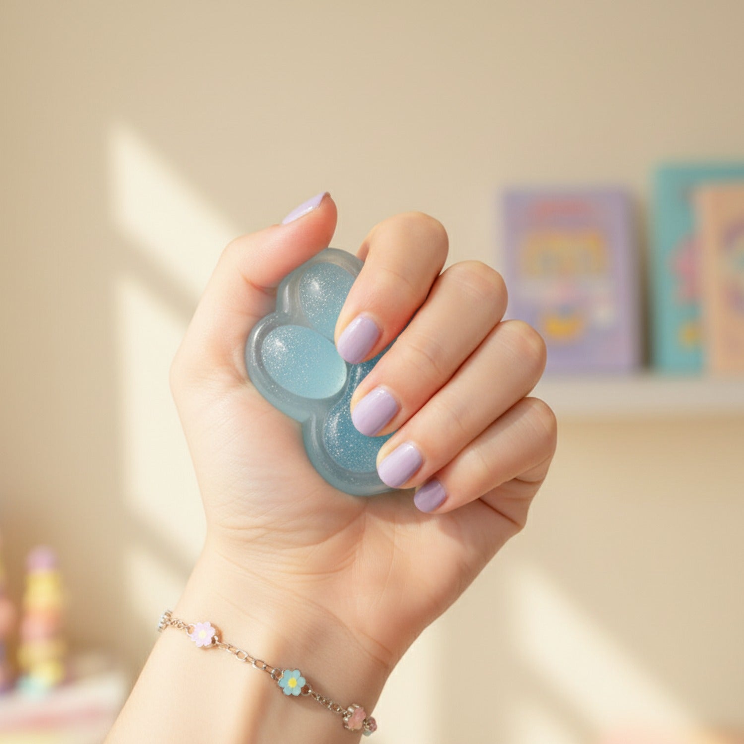Blue Paw Squishy With Pastel Beads
