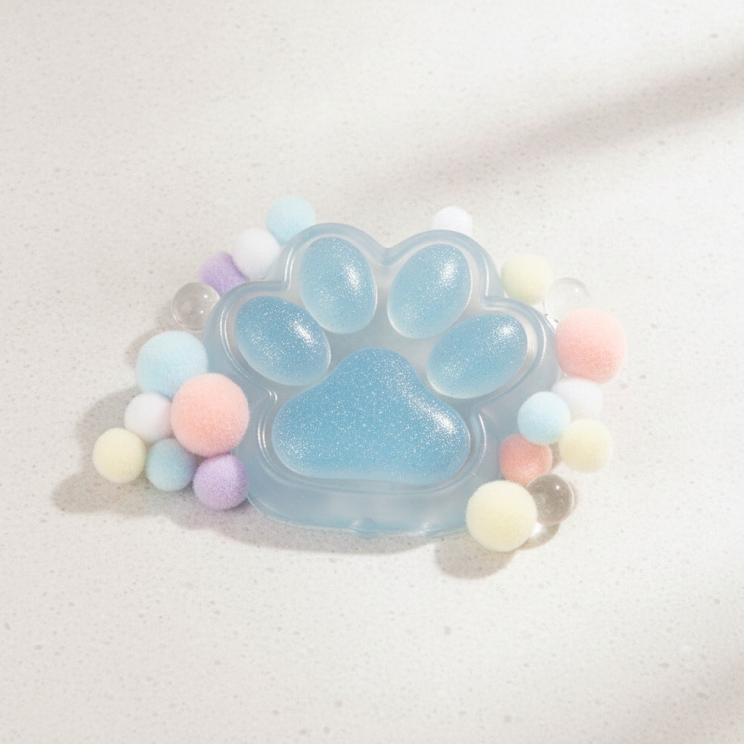 Blue Paw Squishy With Pastel Beads
