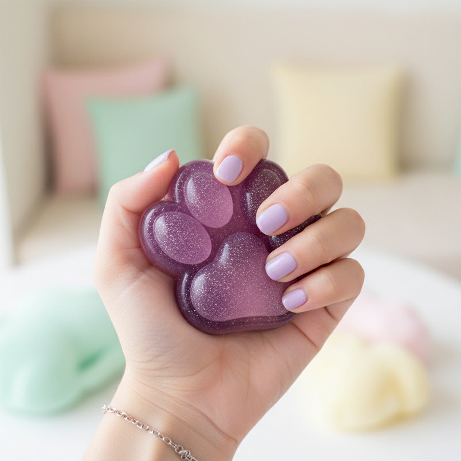 Glitter Paw Print Squishy Set Pink