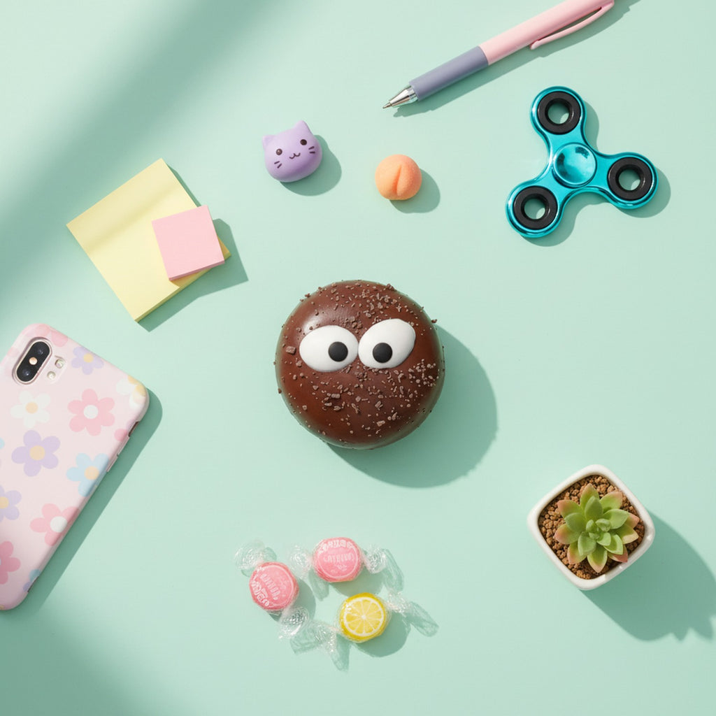 Chocolate Brown Sprinkle Eyes Squishy Ball
