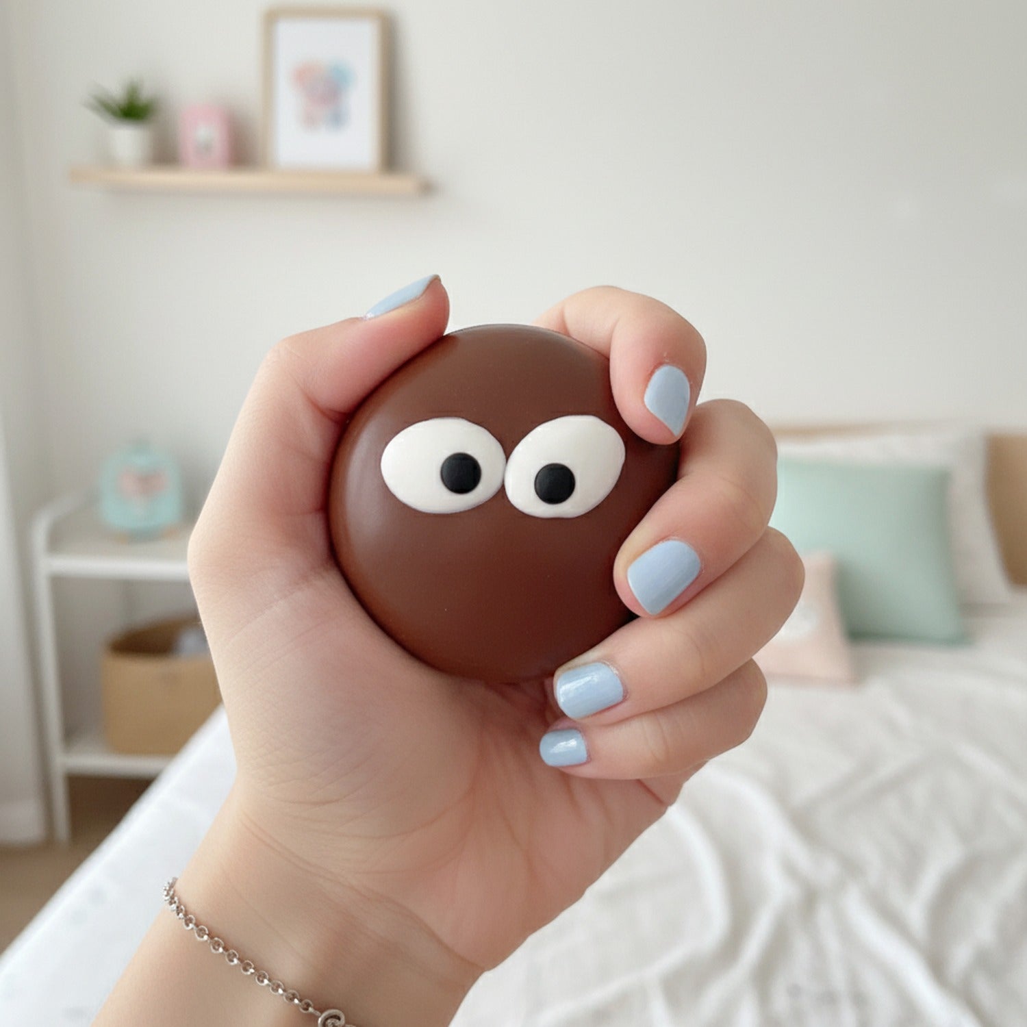 Chocolate Brown Sprinkle Eyes Squishy Ball
