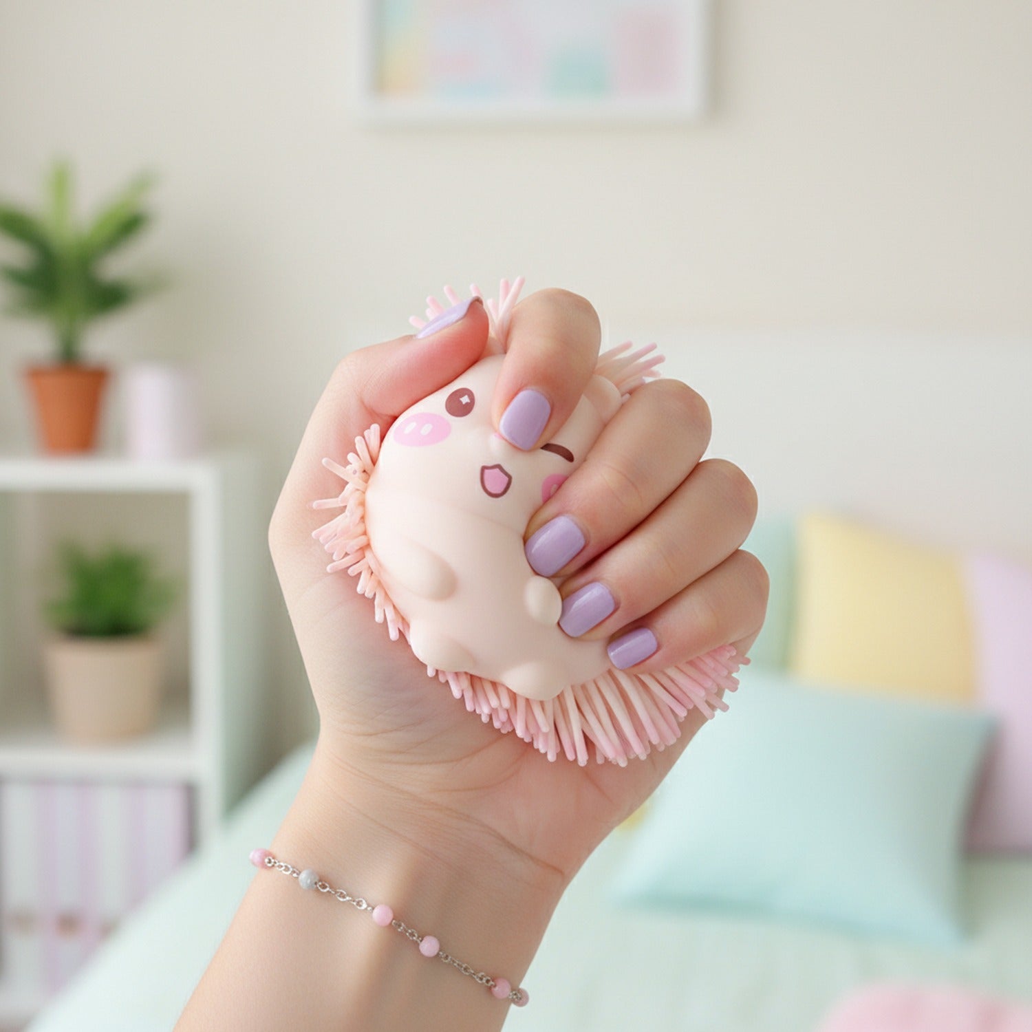 Hedgehog Squishy Plush Toy Peach