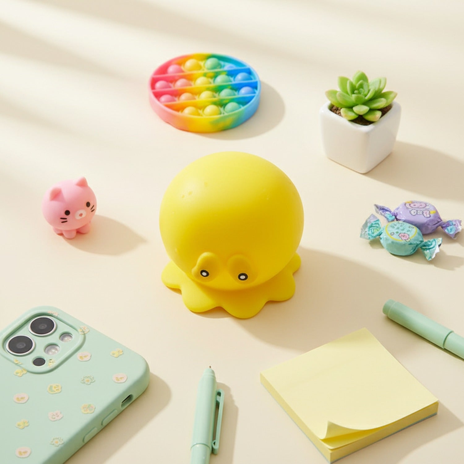 Yellow Octopus Squishy Plush Toy