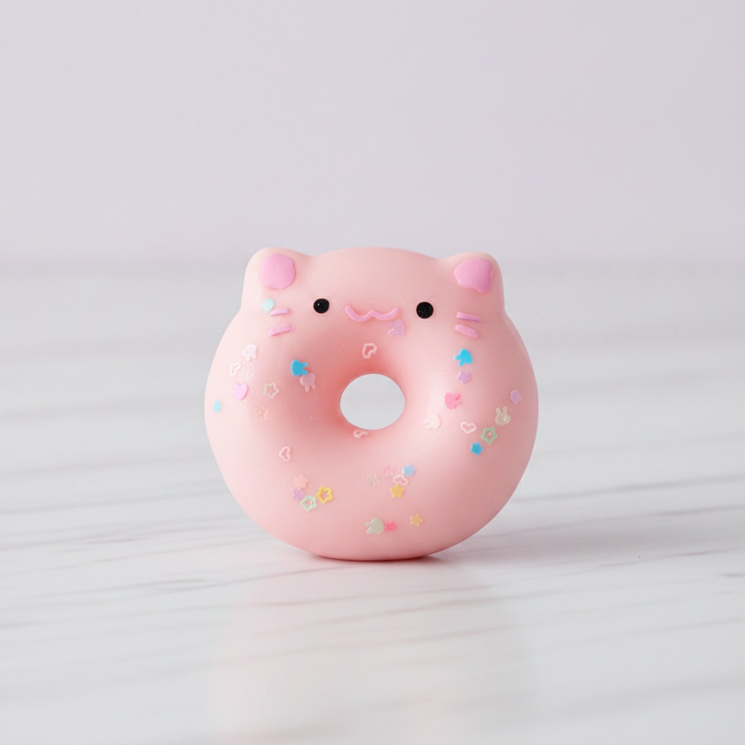 Cat Donut Hard Toy with Sprinkles - Pink Donut