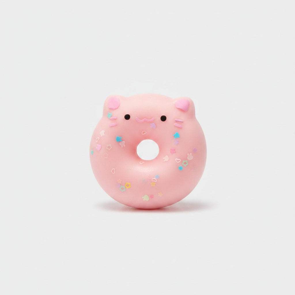 Cat Donut Hard Toy with Sprinkles - Pink Donut