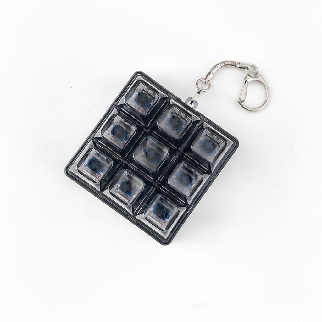 9 Key Fidget Switch Tester Keychain Toy - Black