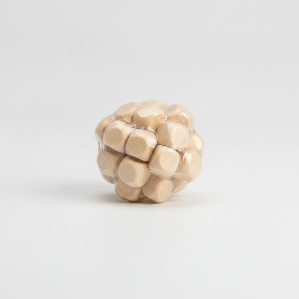 Wooden Crunchy Squishy Ball Stress Relief Fidget Toy - Brown
