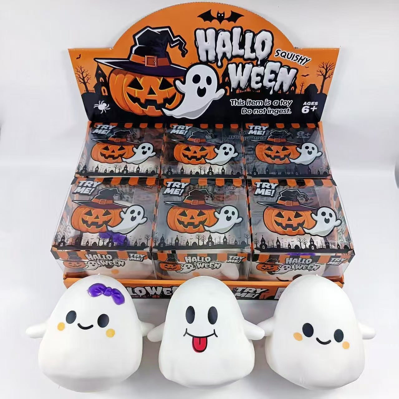 Halloween Ghost Pumpkin Squishy Stress Relief Fidget Toy - White – novelty & toys
