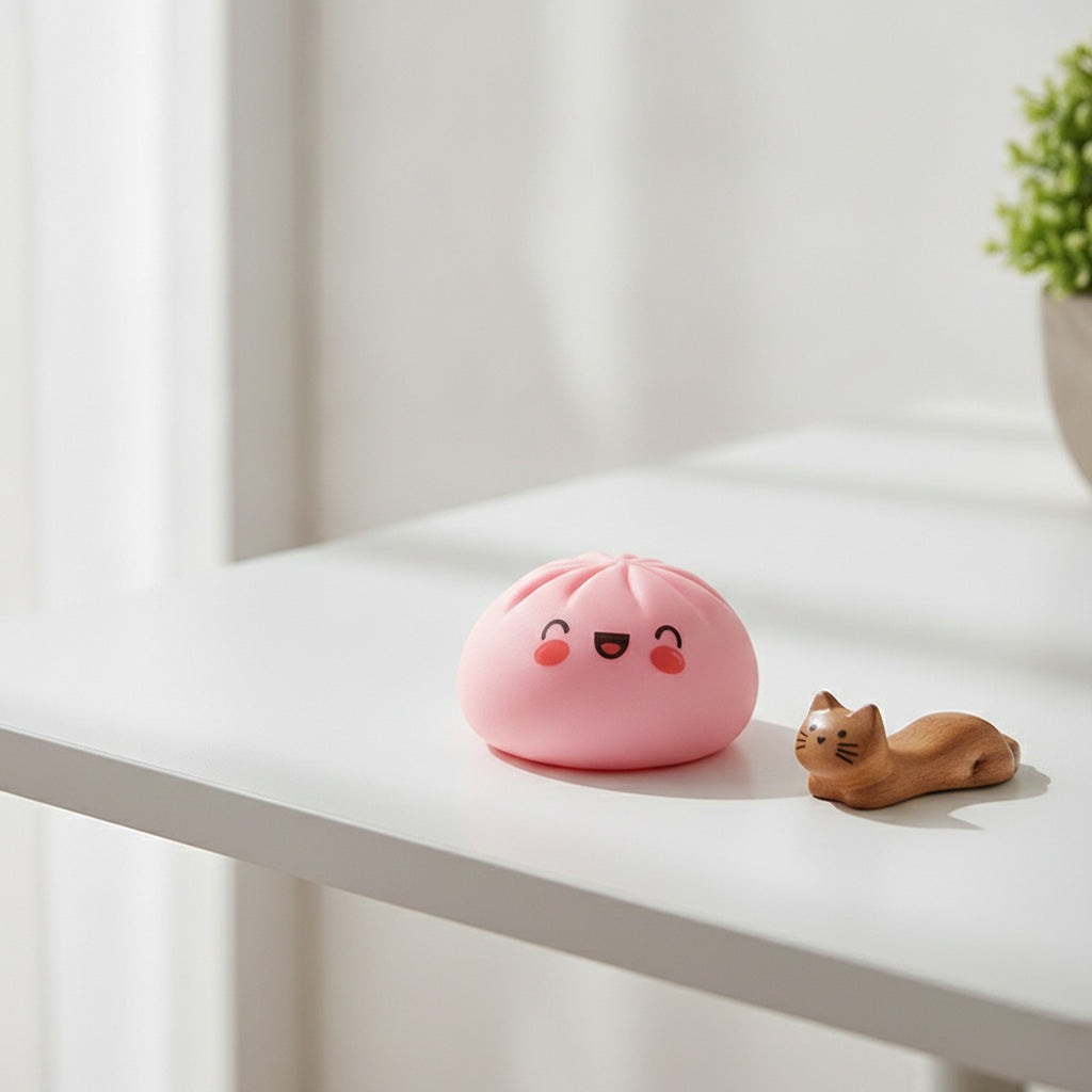 Bao Bun Squishy - Pink Open Basket