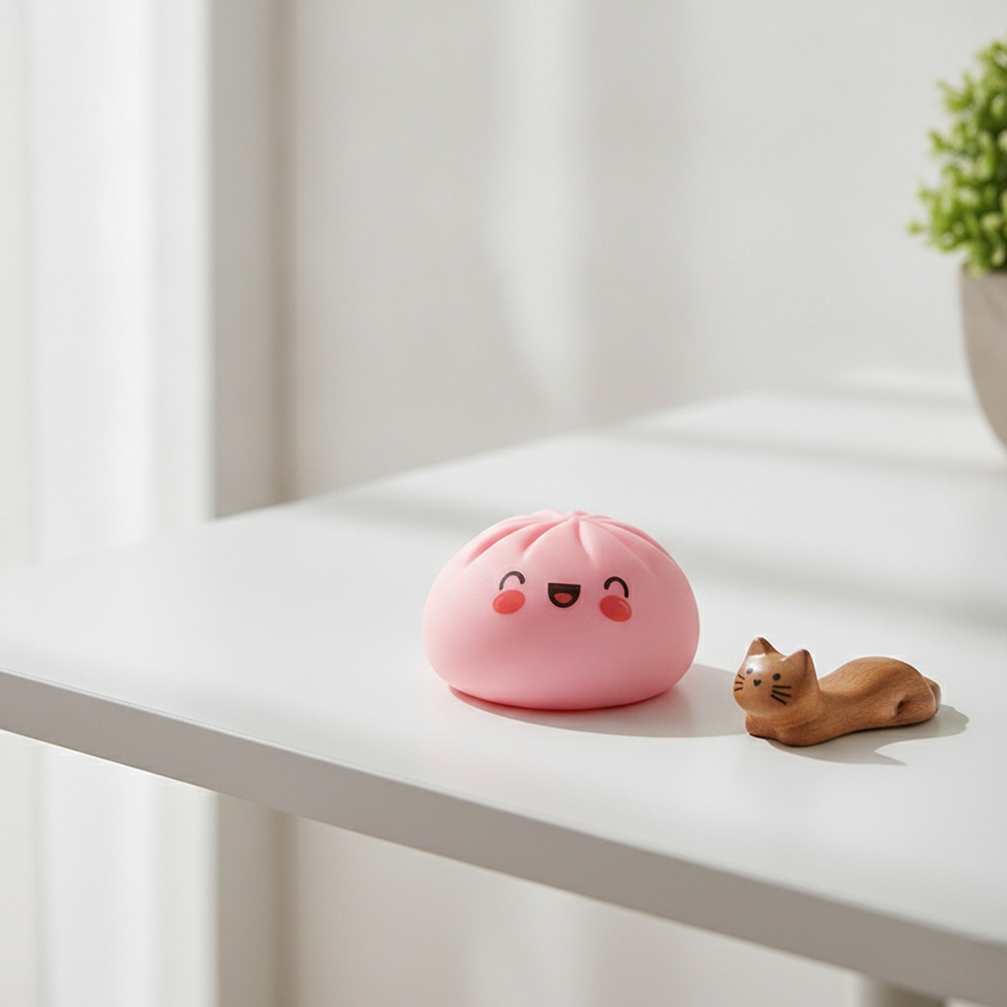 Bao Bun Squishy - Pink Open Basket
