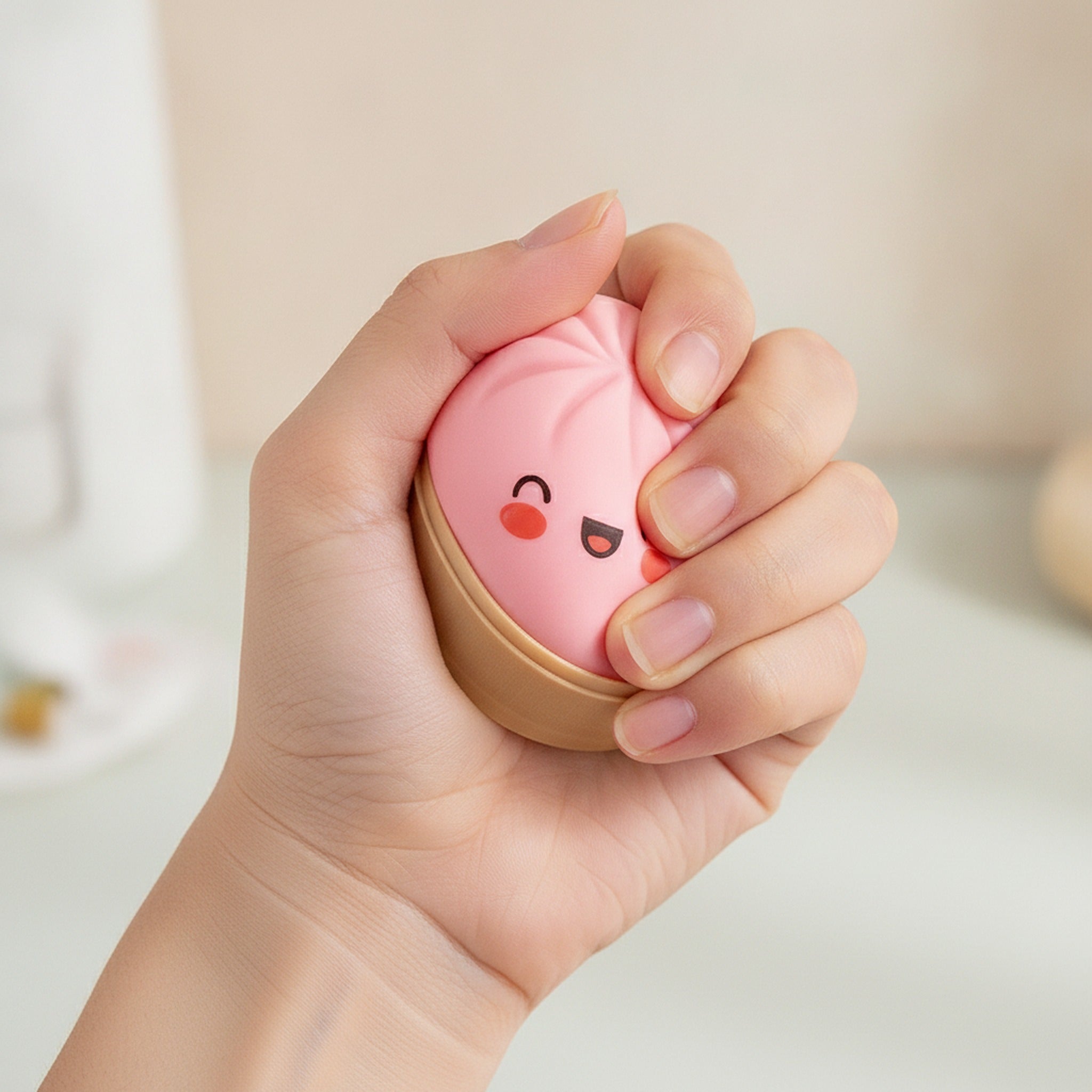 Bao Bun Squishy - Pink Open Basket