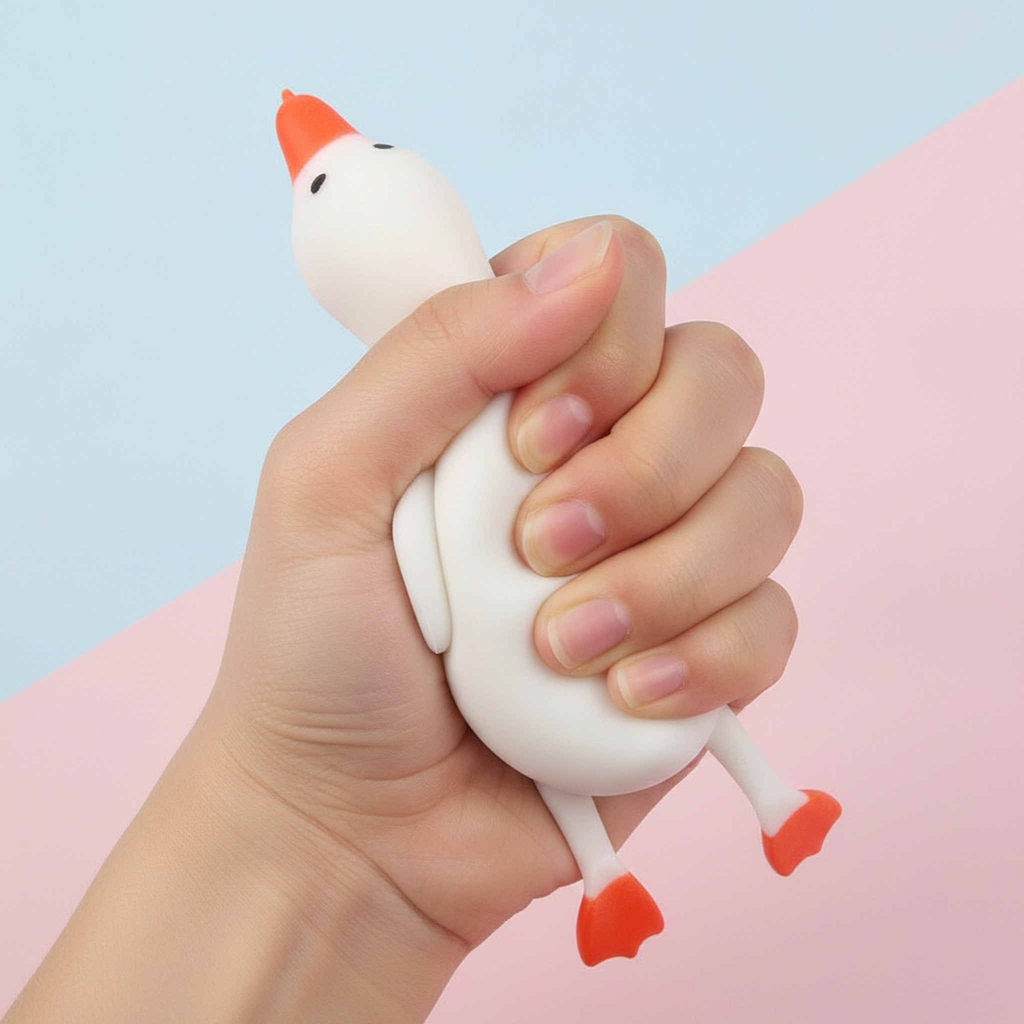 Yellow Duck Squishy Stress Relief Fidget Toy Funny Gift - White
