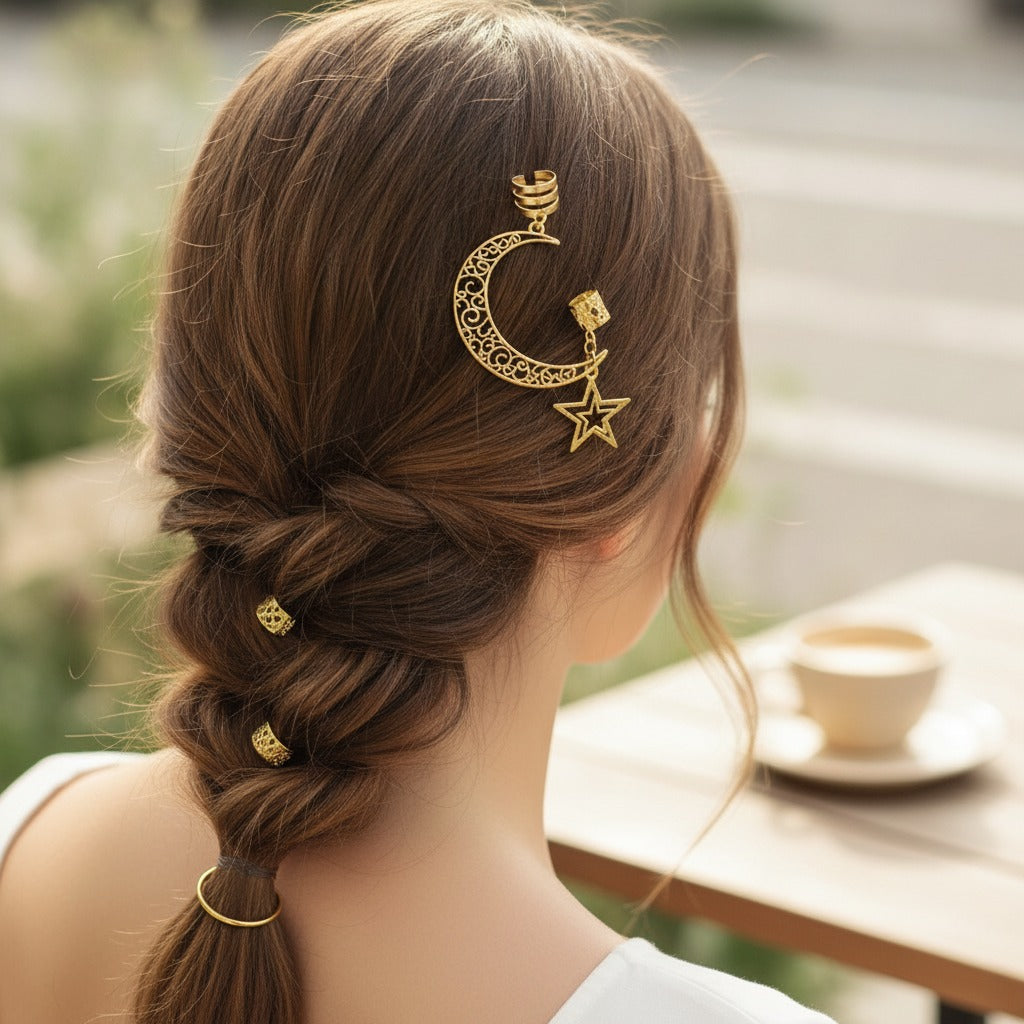 Celestial Hair Clip Charm Set - Gold – hair accessories (view 2)